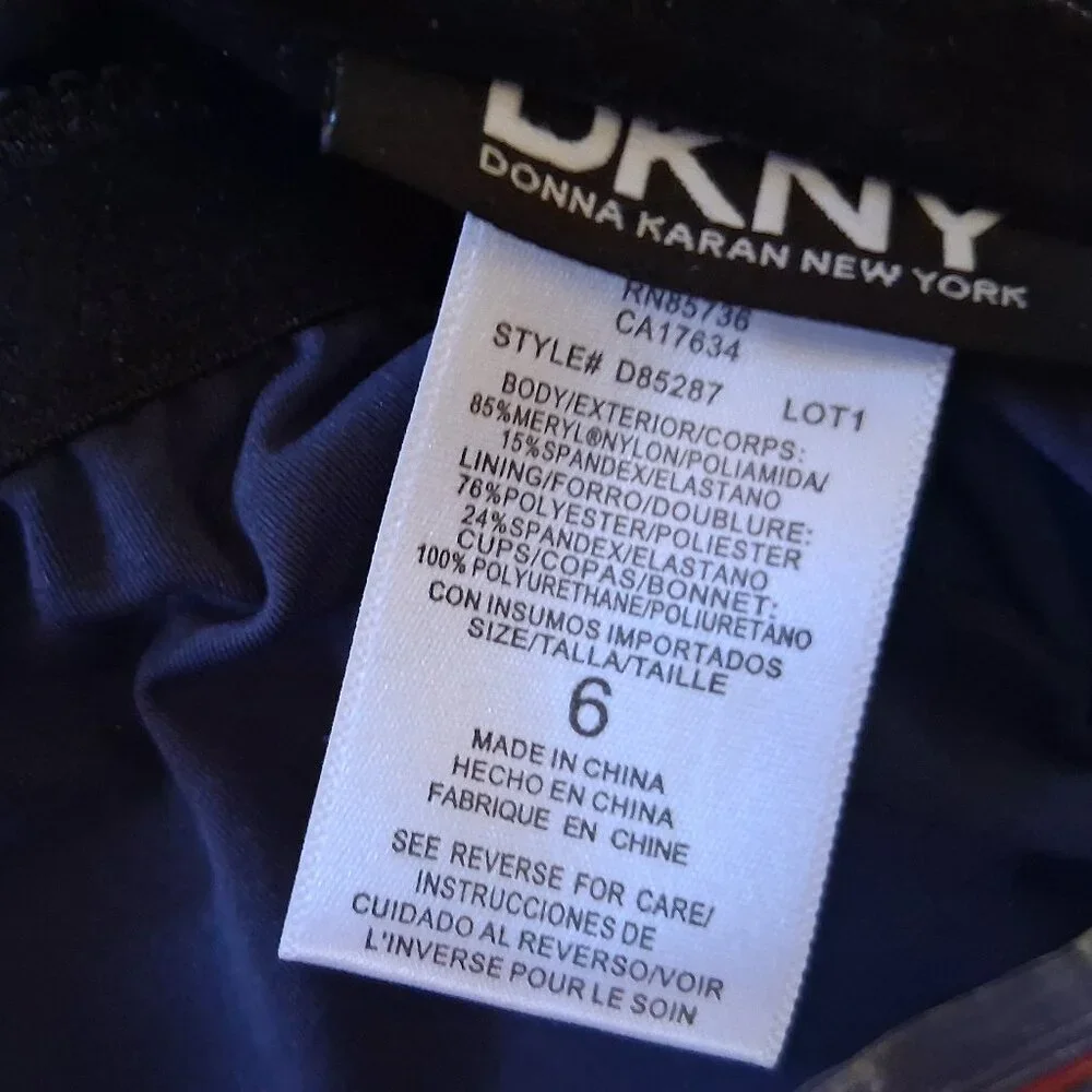 DKNY Bandeau Swimdress Swimsuit Navy Size 6 New - Picture 6 of 7
